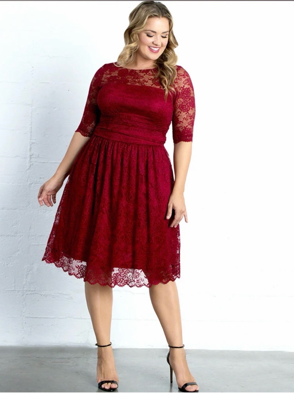 Kiyonna Red Luna Lace Cocktail Dress Holidays Woman’s Plus Size 2X (18-20)